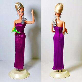 90’s Barbie Doll In Purple Fashionistas Evening Gown,  Accessory