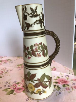 Antique Royal Worcester 1047 Gilded Porcelain Pitcher / Ewer / Jug Circa 1880 - 90