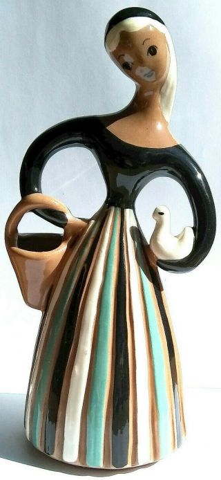 Rare Vintage Hedi Schoop Hollywood California Pottery Figurine Girl Basket & Hen