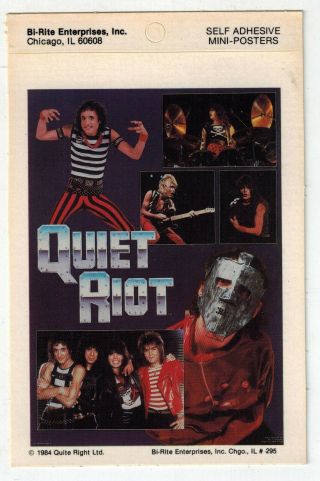 Quiet Riot Vintage Mini - Poster 1983 Decal 4 " X 6 "