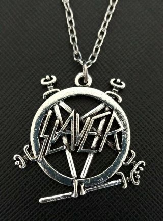 Slayer Logo Necklace Jeff Hanneman Kerry King Thrash Metal Metalllica Motörhead