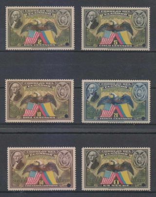 Ecuador 1938 Washington Eagle & Flags Sc C57 - C62 Perf Proofs,  " Specimen " Mnh Vf