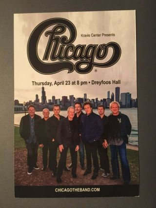 6 " X 9 " Advertisement Postcard The Kravis Center Presents Chicago,  The Band 2015