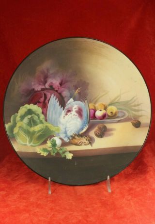 Antique Nippon 12 " Hand Painted Vellum & Gloss Charger - Still Life W Quail