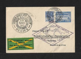 Zeppelin Brazil To Germany Air Mail Cover 1930