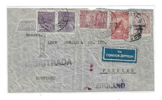 Cover - Registered Via Condor - Zeppelin - Brasil To Scotland - August 1933