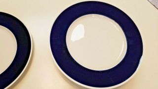Set Of 7 Navy Blue And White Dinner Plates,  10 - 1/2 ",