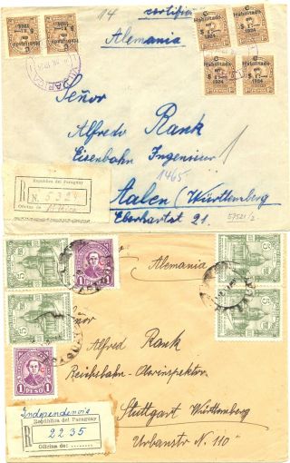 Paraguay - 1924/39 - - 2 X Registered Cover To Germany - F/vf