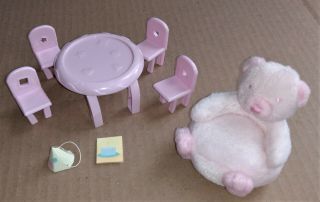 Barbie Happy Family Toddler Birthday Table Set And Soft Bear Chair & Cute