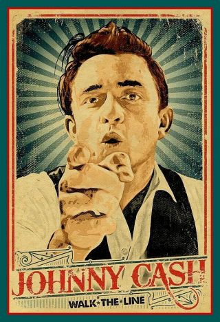 Rare 4.  75 " Johnny Cash Walk The Line Vinyl Sticker.  Classic Country Music Decal