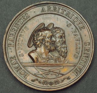 1867,  Vatican,  Pope Pius Ix.  " St.  Peter & Paul Martyrdom Anniversary " Medal.  Xf -