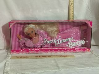 1995 Nib Pretty Dreams Barbie 18 " Soft Body Bedtime Friend 13611 (a710)