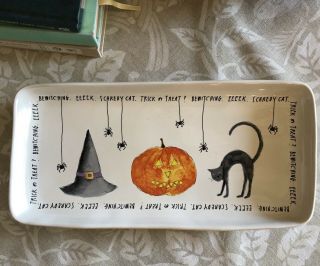 Rae Dunn Magenta Halloween Tray Platter Trick Or Treat Scaredy Cat Htf