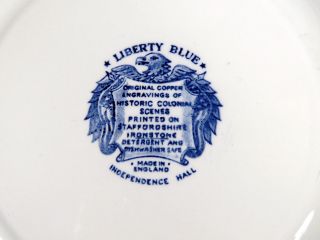 7 Staffordshire Liberty Blue Independence Hall Ironstone Dinner Plates England 3