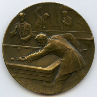 France Billiard Award Bronze Art Medal By Huguenin 50mm 50gr