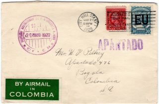 Usa - Colombia - Scadta Consular 30c Mixed Franking Cover Via Colon - 1929 Rrr