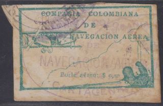 Colombia 1920 Ccna Air Issue Sc C11 Yv Pa14 Key Value " Cartagena " Cancel €300,