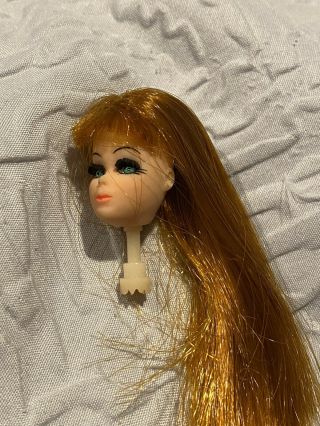 Vintage Topper Dawn Glori Doll Head Only Red Hair Bangs Blue Eyes