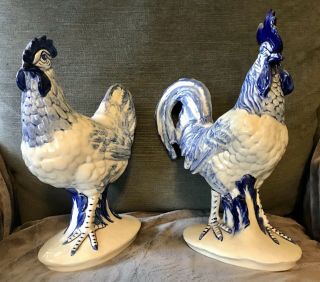 2 Vintage Pennsbury Pottery Rooster Hen Set