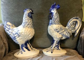 2 Vintage Pennsbury Pottery Rooster Hen Set 2