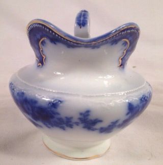 Antique FLOW BLUE FLORIDA Round Creamer Cream Pitcher GRINDLEY ENGLAND c.  1891 2