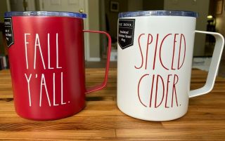 Rae Dunn 2020 Insulated Stainless Steel Mug Set Spiced Cider And Fall Y’all