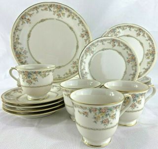Noritake Gallery 20 Pc Set For 4 Place Settings Ivory 7246 Floral Gold Japan