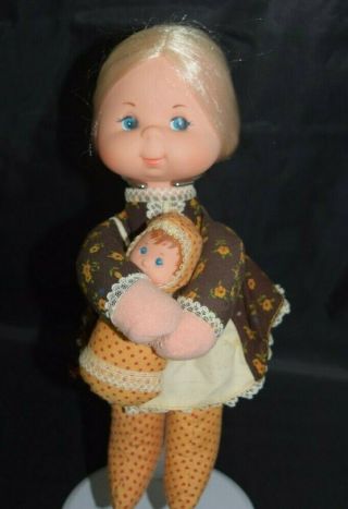 Vintage 1975 Mattel Mama And Baby Beans Doll Set Blonde 10 "
