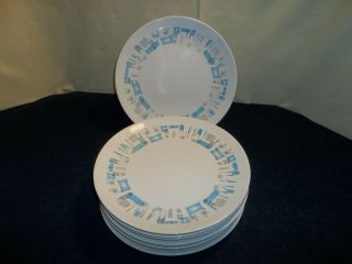 Set Of 8 Vintage Royal China Blue Heaven 10 " Dinner Plates