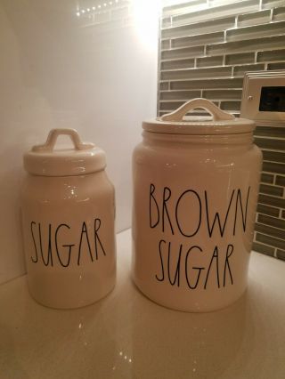 Htf Rae Dunn Brown Sugar And Sugar Large Canisters Set Large Letter