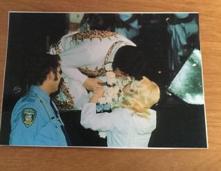 Elvis Presley - Rare On Stage Concert Photo Kissing Fan - 1977