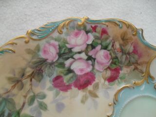 Antique T & V Limoges HP Pink Roses Plate 3