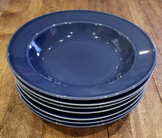 Set Of 7 Crate & Barrel Design House Stockholm Blue - - Soup Bowls Bowl Set