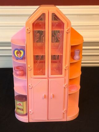 Vintage 1987 Barbie Sweet Roses 3 Piece Wall Unit China Cabinet Shelves & More