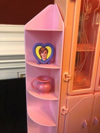 Vintage 1987 Barbie Sweet Roses 3 Piece Wall Unit China Cabinet Shelves & More 2