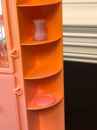 Vintage 1987 Barbie Sweet Roses 3 Piece Wall Unit China Cabinet Shelves & More 3