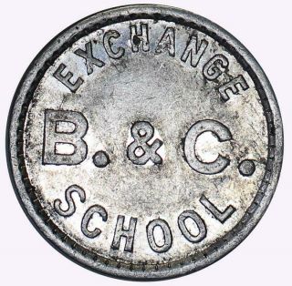 U.  S.  Aluminum Maverick Token - B.  &C.  Exchange School - Good for 5 Cts in Trade 23 mm 2