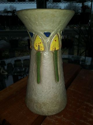 Autumn Antique Roseville Mostique Arts & Crafts Vase,  8” Early 1915