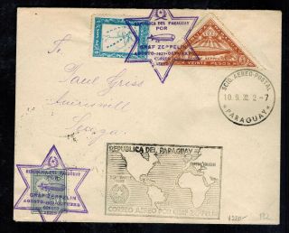 1932 Paraguay Graf Zeppelin Cover To Amriswil Switzerland Lz 127 Star Of David