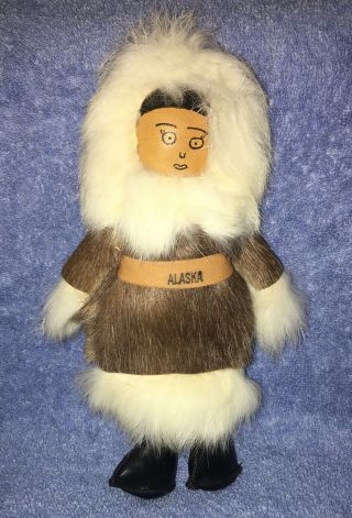 Vintage Alaskan Eskimo Inuit Doll Real Fur - Leather Skin - Souvenir Toy