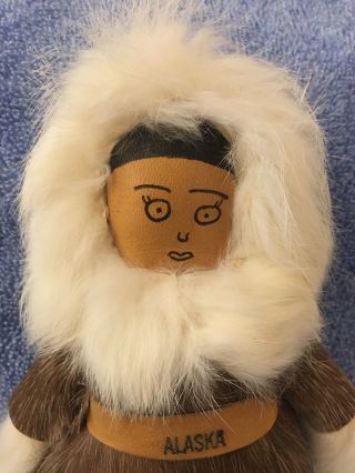 Vintage Alaskan Eskimo Inuit Doll Real Fur - Leather Skin - Souvenir Toy 2