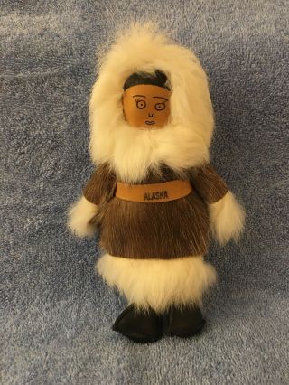 Vintage Alaskan Eskimo Inuit Doll Real Fur - Leather Skin - Souvenir Toy 3