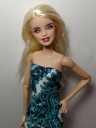 OOAK Barbie doll custom Fashionista repaint,  blonde Millie face articulated arms 2