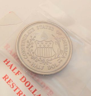 1861 Confederate States Of America Half Dollar Coin Restrike Csa Civil War (b40)