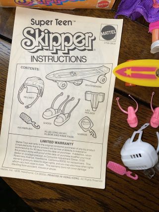 Vintage 1978 Teen Skipper Doll Mattel 2756 Barbie ' s Sister Skater Toy 2