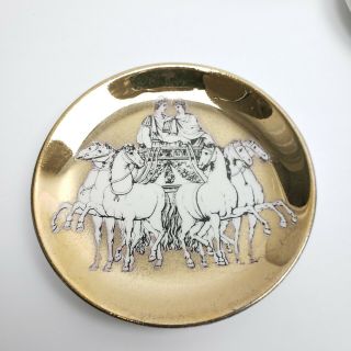Fornasetti Milano Coaster Mid Century Modern Gold Chariot Plate Saks Fifth Ave