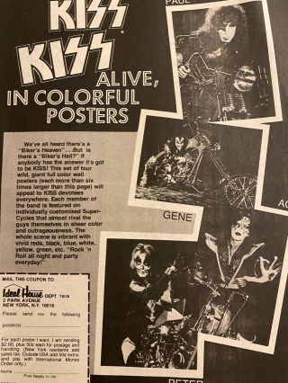 Kiss,  Posters,  Full Page Vintage Promotional Ad