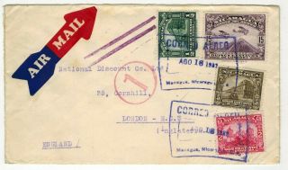 Nicaragua 1932 Airmail Cover With Airmail Label & Cancel To England