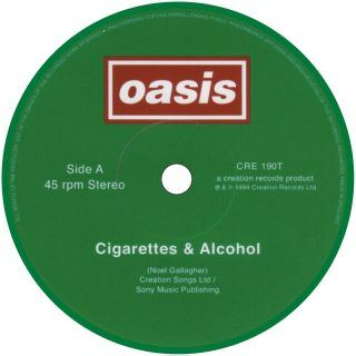 Oasis Cigs & Alcohol Liam & Noel Gallagher Vinyl Sticker 100mm 4 " B2g 1