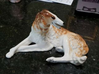 Vintage Lomonosov Ussr Russian Porcelain Wolfhound Borzoi Figurine Dog